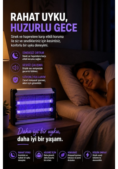 Elektrikli 10+10w Sivrisinek Yok Edici Led Sinek Öldürücü Gece Lambası Haşere Kovucu Haşere Tuzağı Işıklı Cihaz