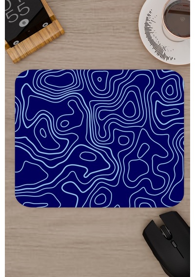 Mavi Lacivert 22x18 Taraftar Gaming Oyuncu Mouse Pad Kaymaz Taban Küçük Fare Altlığı Topography