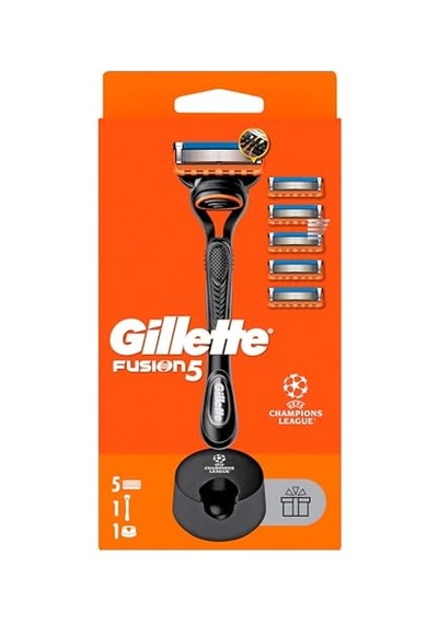 Gillette Fusion Tıraş Makinesi + 5 Adet Yedek Tıraş Bıçağı + Premium Stand Hediyeli Paket