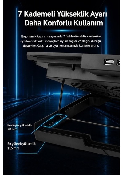 Özel Üretim Donanım Ürün Sistem Laptop Soğutucu Çift Fanlı Cf02