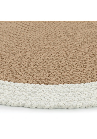 Cool Halı Glenn Kahve Krem Oval Pamuklu Kilim El Dokuma Örgü Çift Taraflı Yıkanan Balkon Mutfak Kilimi Kahverengi