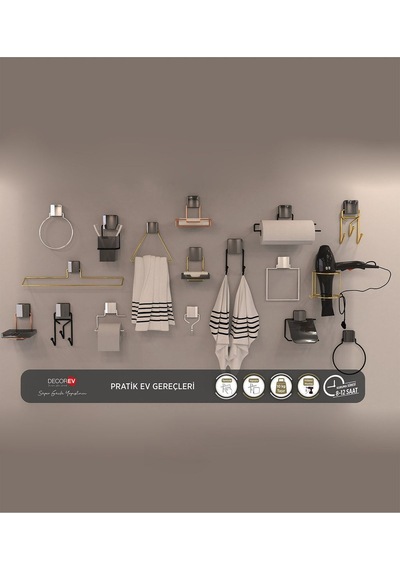 Decorev Siyah Askılı Sabun Koyma Haznesi Modern Banyo Aksesuarı, Güçlü Yapışkanlı Siyah Askı