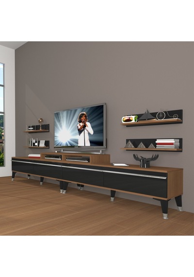 Decoraktiv Ekoflex 360r Mdf Silver Tv Ünitesi Tv Sehpası Ceviz - Siyah