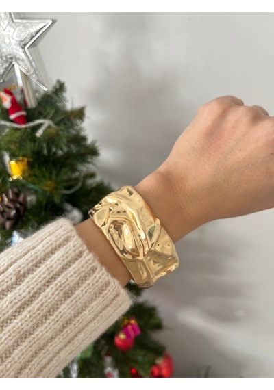 Kadın Vintage Gold Renk Kalın Kelepçe Bileklik Tasarım Kelepçe Altın