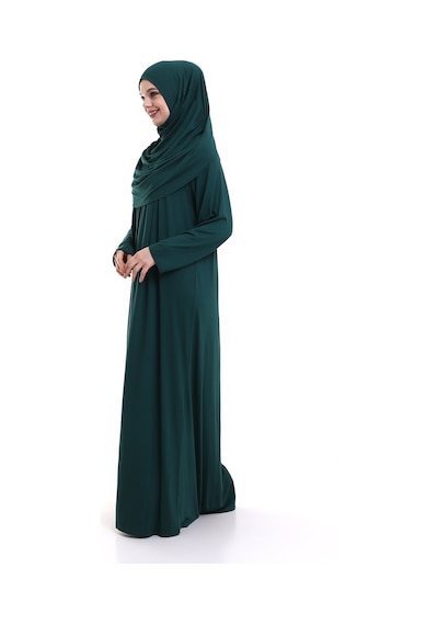Tek Parça Pratik Başörtülü Robalı Namaz Elbisesi 8015 Yeşil 001