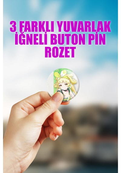 Verina Wuthering Waves Gacha Çanta Süsü Rozet İğneli Buton Rozet Seti 3 Adet Üçlü