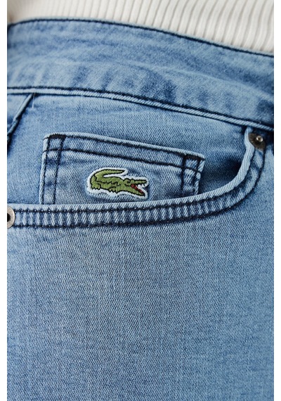 Lacoste Slim Fit Womens Skirt Dar Kesim Yırtmaçlı Kadın Kot Etek Mavi