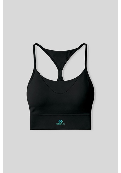 Tommy Life Siyah Standart Fit Baskılı Sırt Detaylı Kadın Spor Büstiyer - 97300
