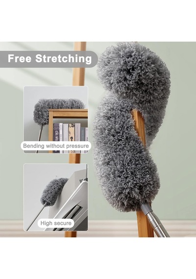 3'lü Teleskopik Toz Alma Seti + 2 Adet Detay Fırçası Uzatılabilir Saplı Tavan, Avize, Klima, Raf Ve Köşe Temizlik Mopu Mikrofiber Ve Chenille Başlıklı Toz Alıcı Temizlik Aparatı Diğer