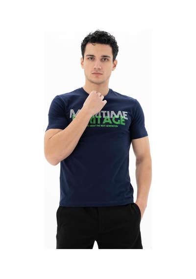 AR-MA Arma Erkek Slim Fit Bisiklet Yaka Tişört Y25344452201 Lacivert