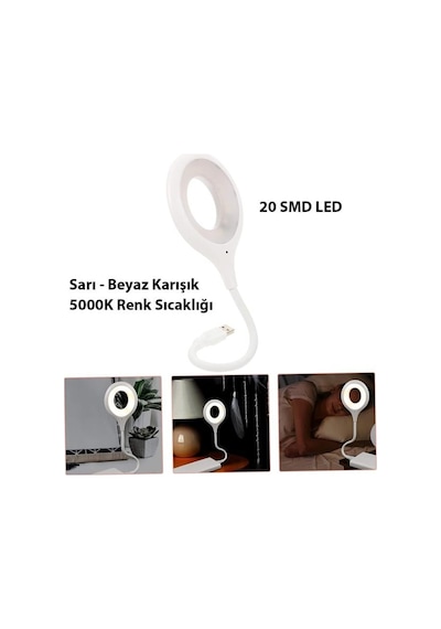 Powermaster Portatif Akrobatik 20 Smd Ledli Usb Gece Kitap Okuma Çalışma Lambası Powerbank Uyumlu Diğer