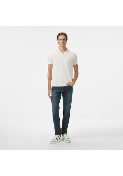 Nautica Erkek Krem Classic Fit Polo Yaka T-shirt Düz K55346t Krem