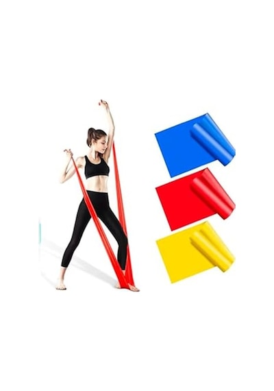4'lü Pilates Bandı Seti, Kapı Aparatı İle Çok Renkli Kullanım Açık Bej