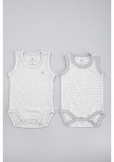 Organicera Organik Bebek Atlet Body, 2 Li Set , Grey Melange Gri-Melanj