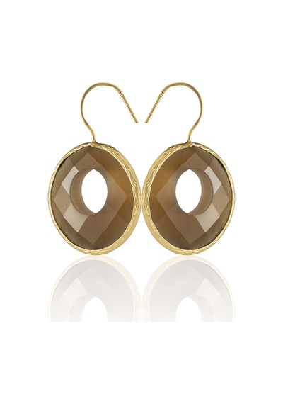 Kadir Jewellery 22 Ayar Altın Kaplama Kadın Taşlı Küpe -el İşçiliği Ve Hipoalerjenik Küpe Kahverengi 54401845