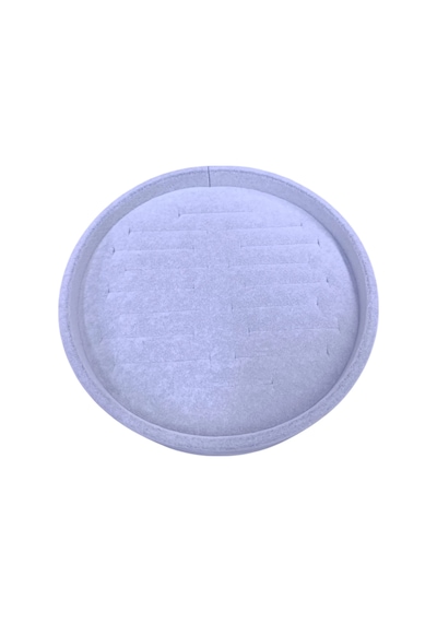 Süet Kumaş Gri Renk 20x20 Cm Yuvarlak Batırmalı Bileklik Kelepçe Tablası Gri