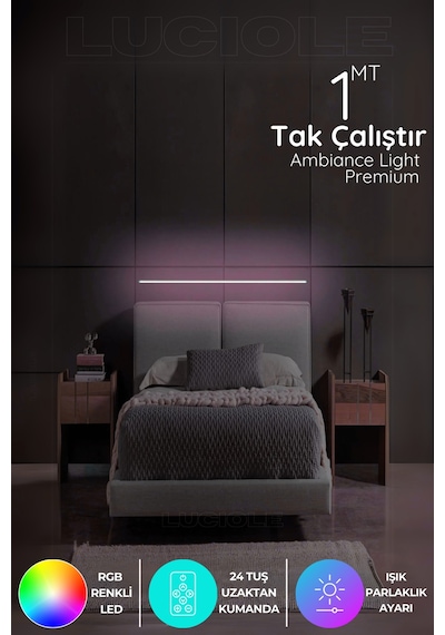 Rgb Led Abajur Aplik Gece Lambası Lambader Renkli Uzaktan Kumandalı Işık - Ledtube8