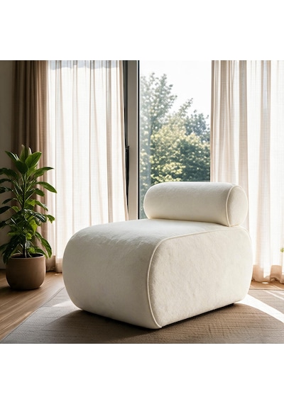 İnarch Dizayn Cosmo Berjer Modern Minimalist Konforlu Tekli Koltuk Kırık Beyaz