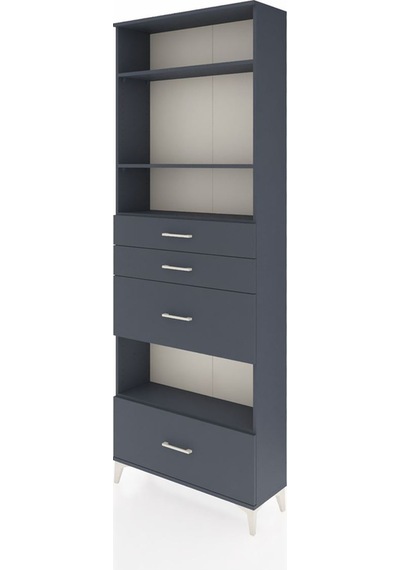 Arges Dolap 4 Raflı 4 Çekmeceli 88x30x243 Antrasit-antrasit Antrasit