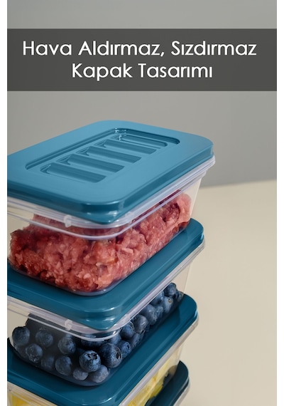 Buzdolabı Düzenleyici Organizer Mikrodalga Ve Difrize Uygun Saklama Kabı 6'lı Mavi 6 x 240 ML Mavi