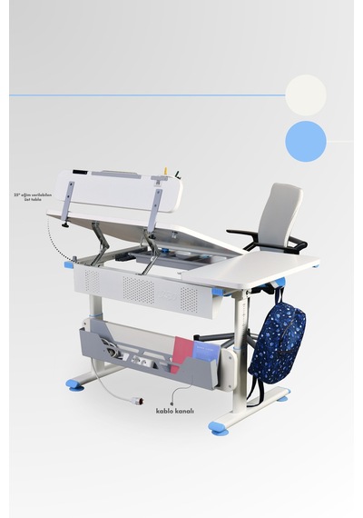 Creo Mobili Yükseklik Ve Eğim Ayarlı, Vega Advanced Bilgisayar Ve Çalışma Masası Takımı Ekru/mavi Gri Creo Mobili Yükseklik Ve Eğim Ayarlı, Vega Advanced Bilgisayar Ve Çalışma Masası Takımı Ekru/mavi Gri
