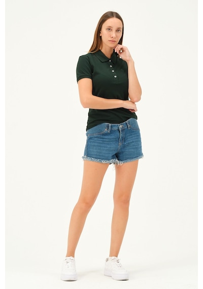 Msw Kadın Kısa Kollu Regular Fit Polo Yaka T-shirt Nefti