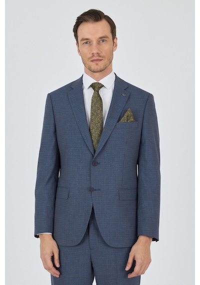 İmza Mavi Mono Yaka Esnek 6 Drop Comfort Fit Classic Takım Elbise 1001250104 Mavi