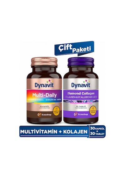 Dynavit Multidaily 30 Kapsül & Collagen Hyaluronic Acid Complex 30 Tablet - Çift Paketi