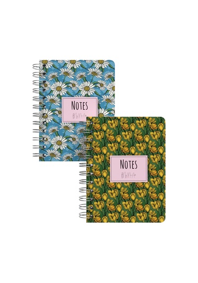 Daisy Magnolia Mini Sert Kapaklı Spiralli Defter Set Çok Renkli