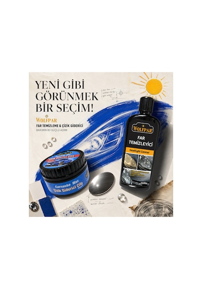Çizik Giderici Cila Ve Far Temizleyici Seti Carnauba Waxlı Araç Bakım İkilisi