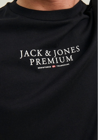 Jack & Jones Erkek Bisiklet Yaka Logo Baskili Tisört - Bluarchie 12217167 Black Sarı