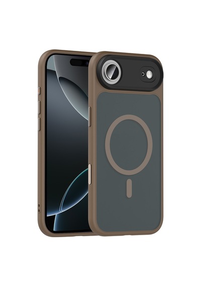 Zore Apple iPhone Uyumlu 17 Air Kılıf Mat Arka Yüzey Wireless Şarj Özellikli Zore Flet M-safe Kapak - Desert Titanyum Gri