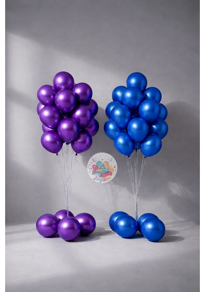 Cinsiyet Partisi Balon Seti Mavi Mor Baby Shower Balon Buketi Gender Reveal Dekor 2 Li Set Metalik Mor Mavi