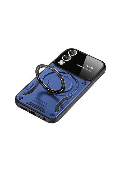 Samsung Galaxy Uyumlu.  S25 Edge Kılıf Joy Lens Standlı Kapak  Lacivert