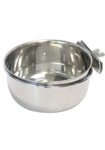 Vidalı Yemlik-suluk Çelik Papağan İçin 9 Cm 10 Oz