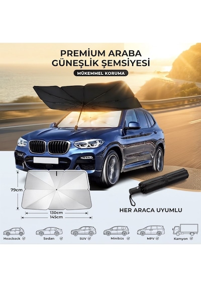 Buffer Premium Katlanabilir Araç Ön Cam Güneşliği Şemsiye Tipi Oto Güneşlik, Uv Korumalı Isı Yalıtıml 1
