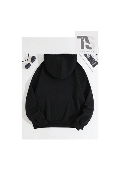 Tarzsokak Kalp Ağ Minimal Örümcek Sweatshirt Fermuarlı Hırka Siyah