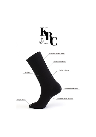 Kbc Socks 12'li Siyah Dikişsiz Bambu Yazlık Klasik Erkek Çorap Seti /kutulu Siyah
