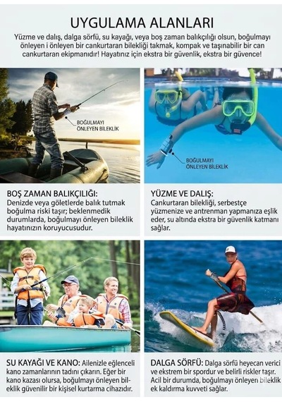 Boğulma Önleyici Can Kurtarma Bilekliği Siyah