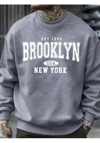 Startmore Tarzsokak Brooklyn New York Abd Baskı Erkek Kazak Sokak Modası Kazaklar Polar Sonbahar Gevşek Üstler Ra Gri