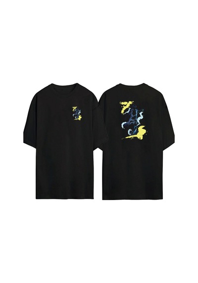 Thewert Unisex Futbol Kickball Ön Arka Baskılı Sıyah Oversize T-shirt Siyah