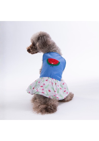 Ruby Slice Denim Karpuz Desenli Kot Kedi Köpek Elbisesi - Kedi Köpek Kıyafeti