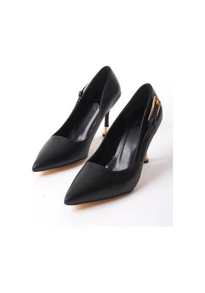 Preshley Kadın Fascino Siyah Deri Stiletto Topuklu Ayakkabı Siyah