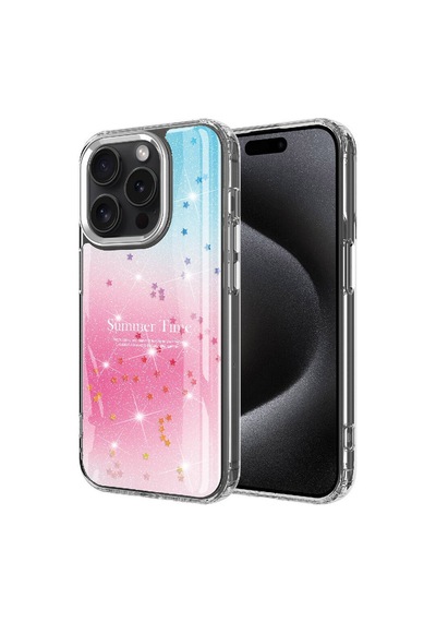 Zeyline Apple Uyumlu iPhone 15 Pro Max Simli Desenli Parlak Zore Task Kapak-pembe