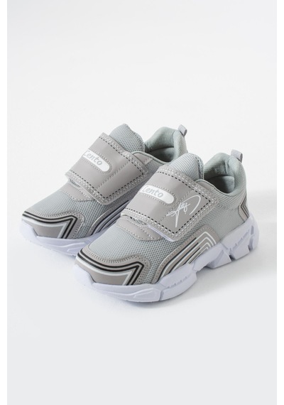 Adımist Çocuk Unisex Rahat Ortopedik Taban Cırtlı Hafif Sneaker Spor Ayakkabı Lento Cırtlı Gri