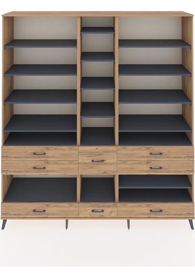 Hyperion Dolap 19 Raflı 8 Çekmeceli 220x44x243 Çam-antrasit/çam Antrasıt/atlas Çam Hyperion Dolap 19 Raflı 8 Çekmeceli 220x44x243 Çam-antrasit/çam Antrasıt/atlas Çam