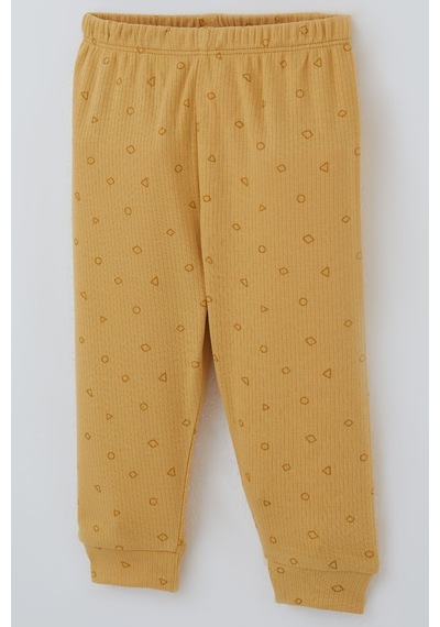 Breeze Erkek Bebek Pijama Takımı Mini Üçgenler Desenli Önden Çıtçıtlı 4 Ay-1 Yaş, Hardal Sarı