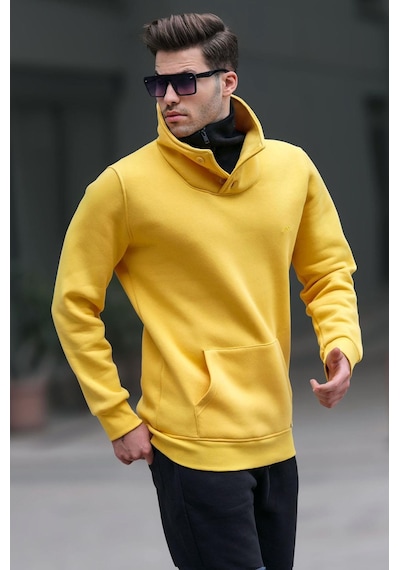Madmext Madmext Triko Yaka Düğmeli Sarı Sweatshirt 4411-sarı Sarı