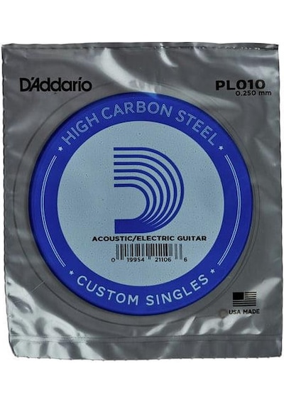 Daddario Pl010 Elektro & Akustik Tek Tel 0.010 İnç - Çelik