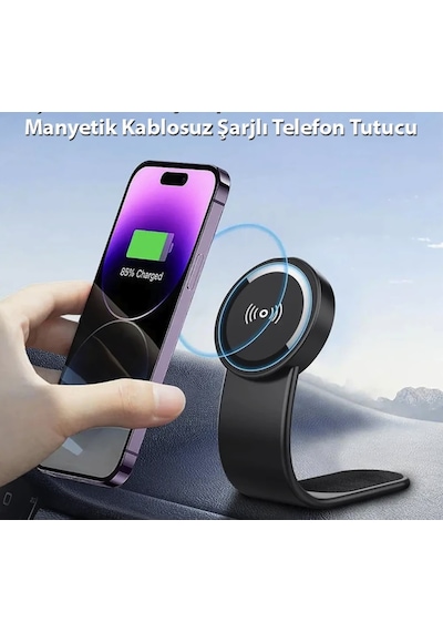 Magsafe Kablosuz Şarjlı Araba İçin Araç İçi Telefon Tutucu Wireless Şarj Özellikli